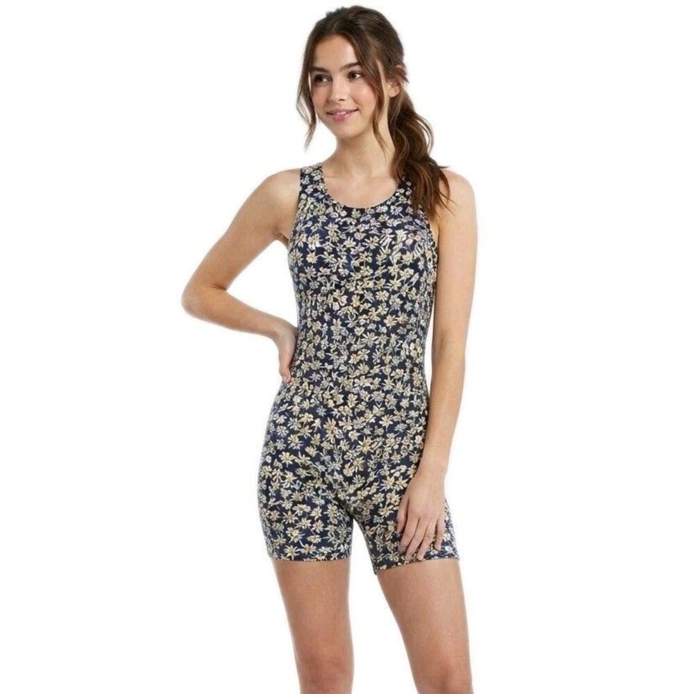 Gilda Marx Y2K Daisy Biketard Singlet Cotton Blue Yellow Girls 12/14 (Equivalent